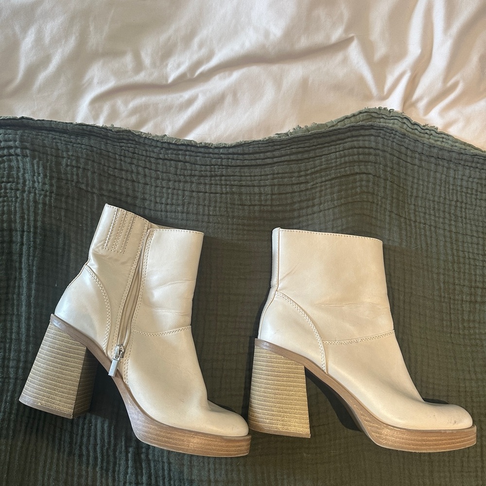 Women's Cream Ankle Boots